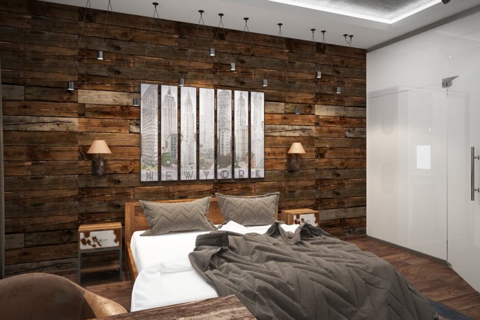 Деревянная стена лофт