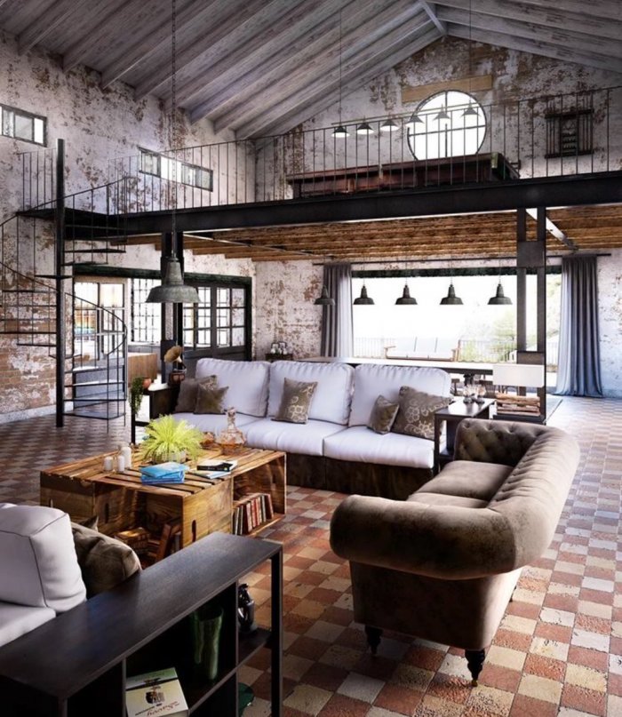 Загородный дом в стиле лофт