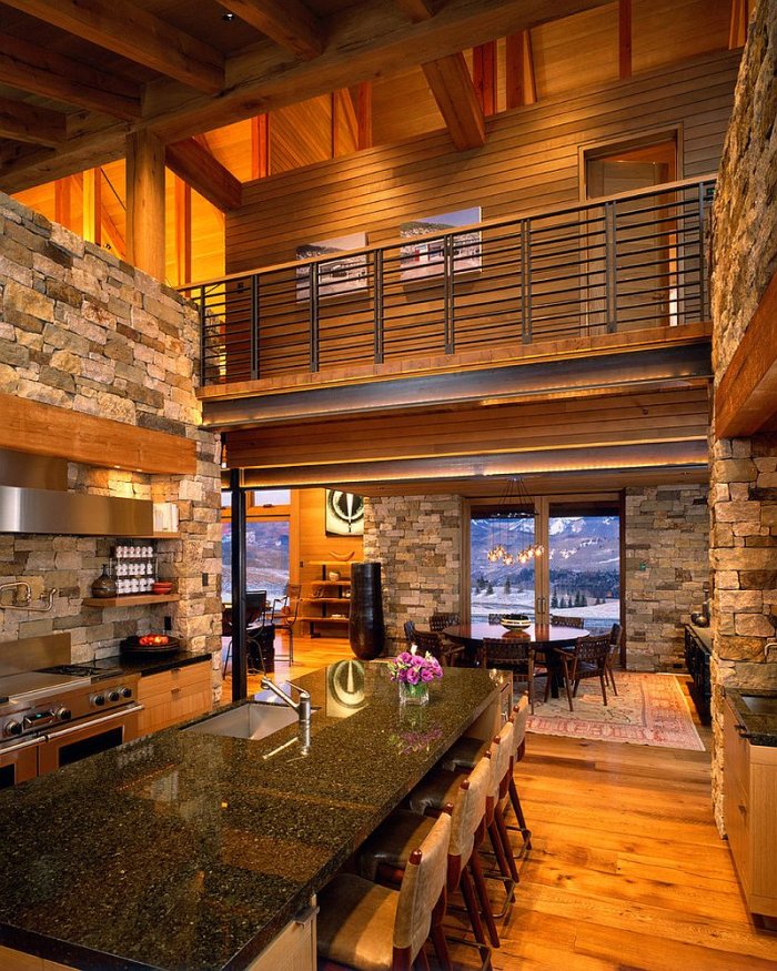 Стиль лофт в бревенчатом доме