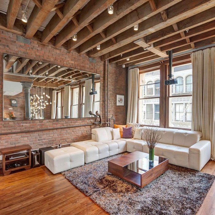 Интерьер деревянный лофт