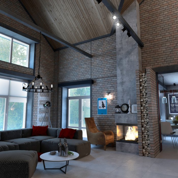 Загородный дом в стиле лофт