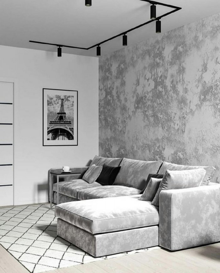 Интерьер лофт гостиная в серых тонах