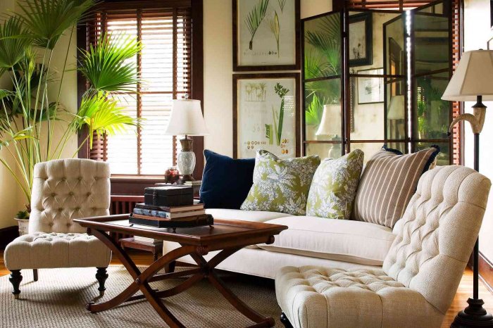 Тропический стиль в интерьере гостиной