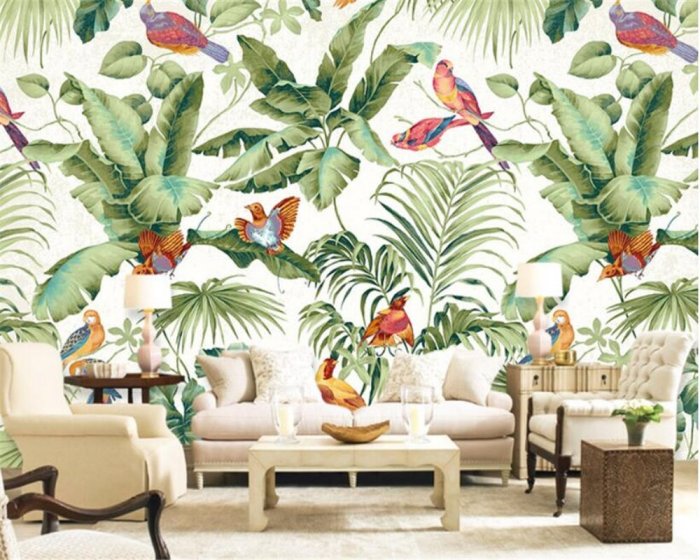 Тропический принт в интерьере