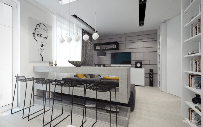Интерьер кухни студии Минимализм