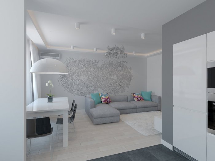 Интерьер в бело серых тонах