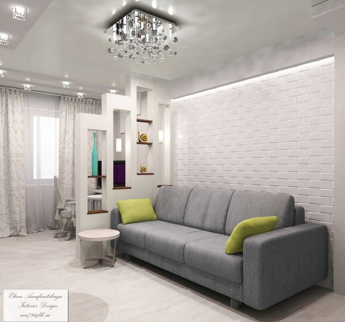 Гостиная в бело серых тонах