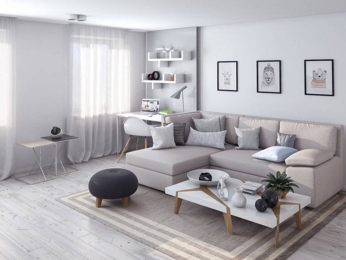 Серо белый интерьер