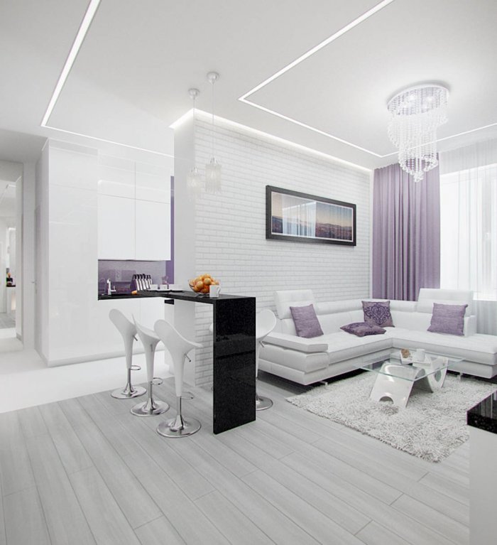 Гостиная в белых тонах