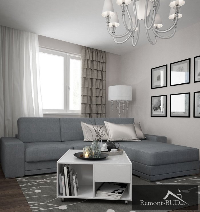 Гостиная в сером цвете