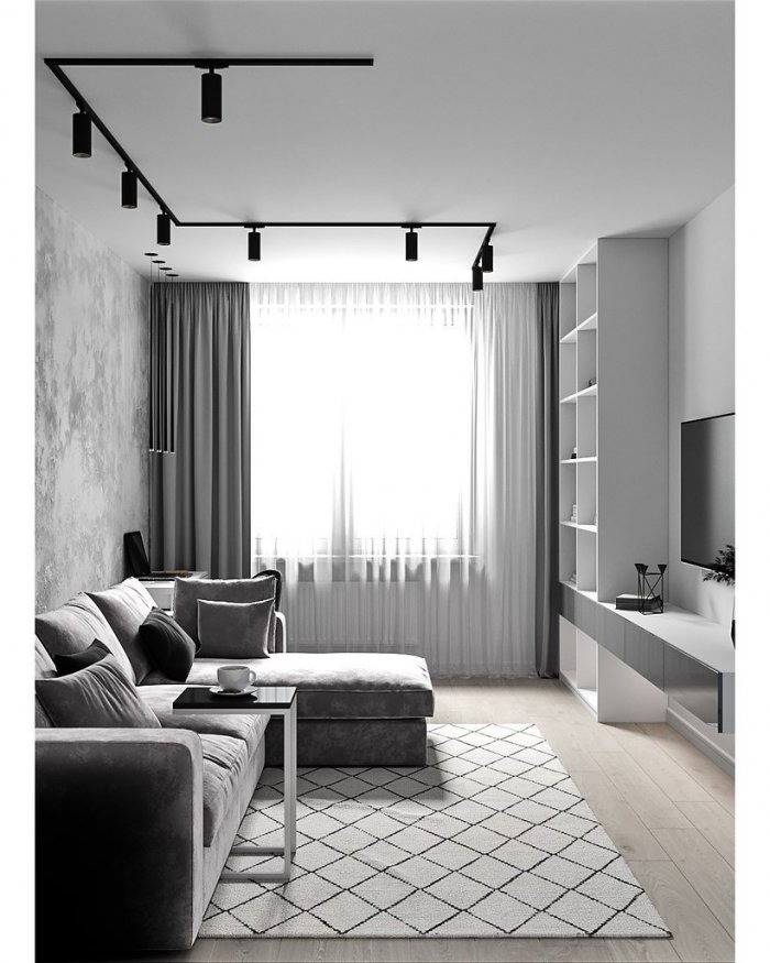 Гостиная в серых тонах