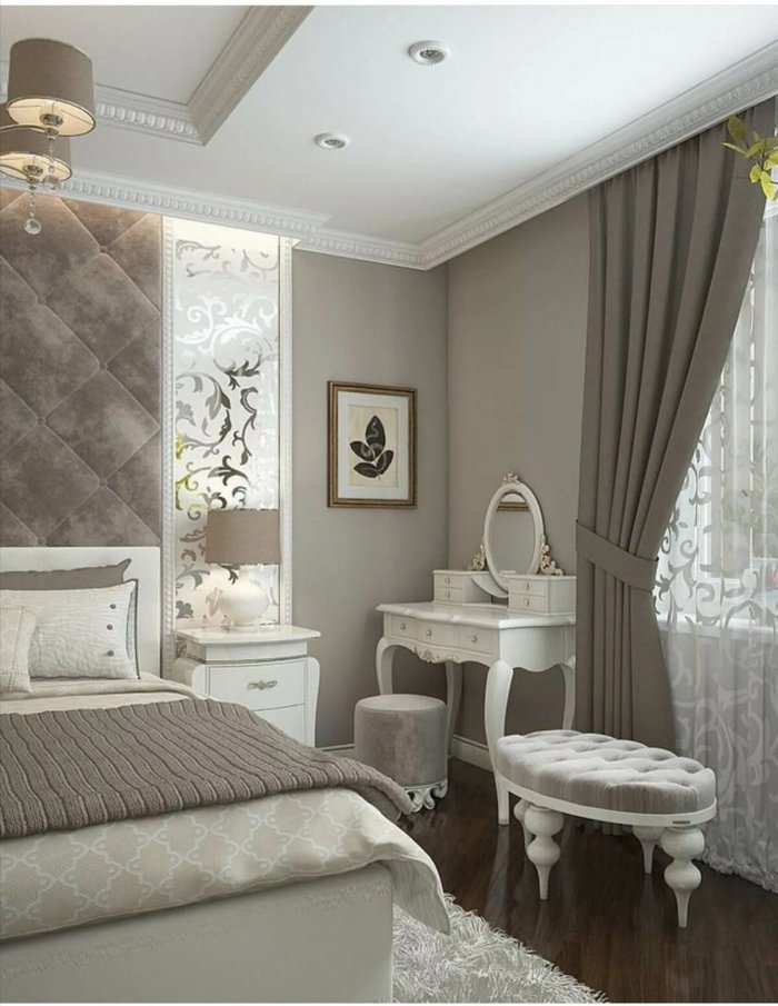 Спальня в пастельных тонах классика