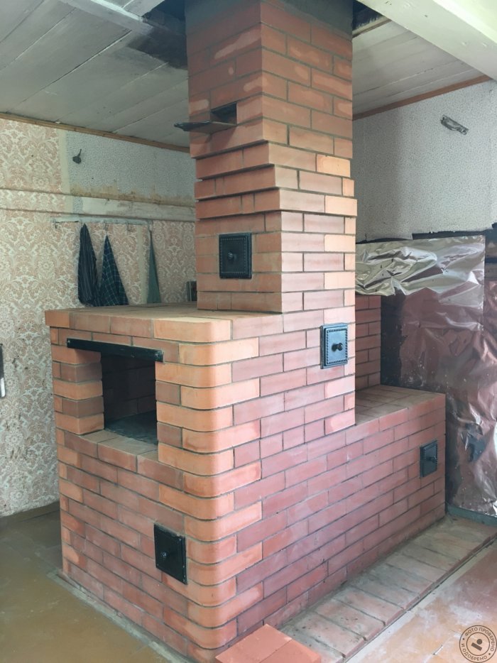 Печь шведка с камином отделка