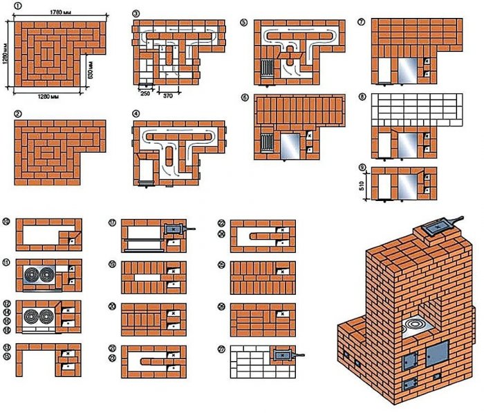 Порядовка отопительно-варочной печи