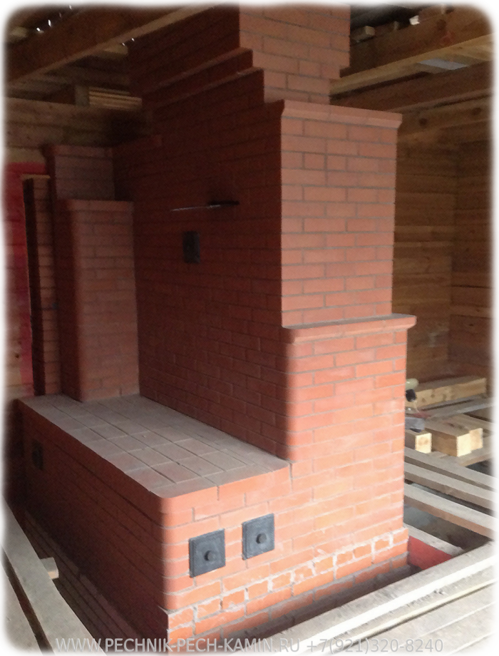Кирпичная печь шведка с лежанкой