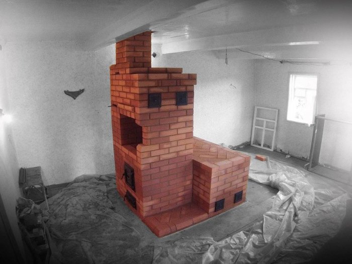 Отопительно-варочная печь с лежанкой