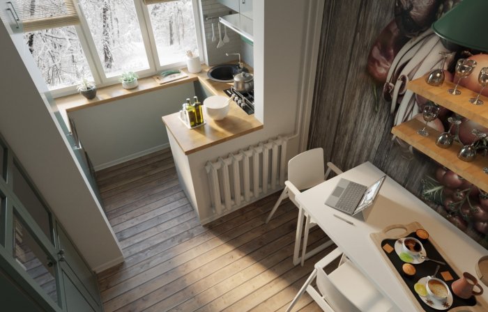 Кухня на маленьком балконе