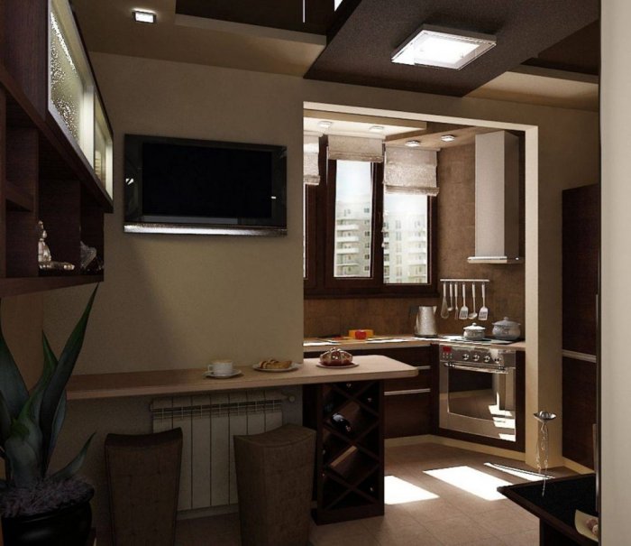 Совмещение лоджии с кухней