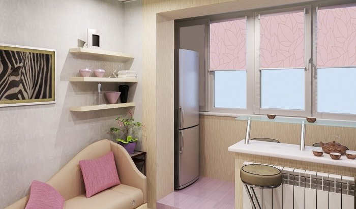 Объединение балкона с комнатой п-44т