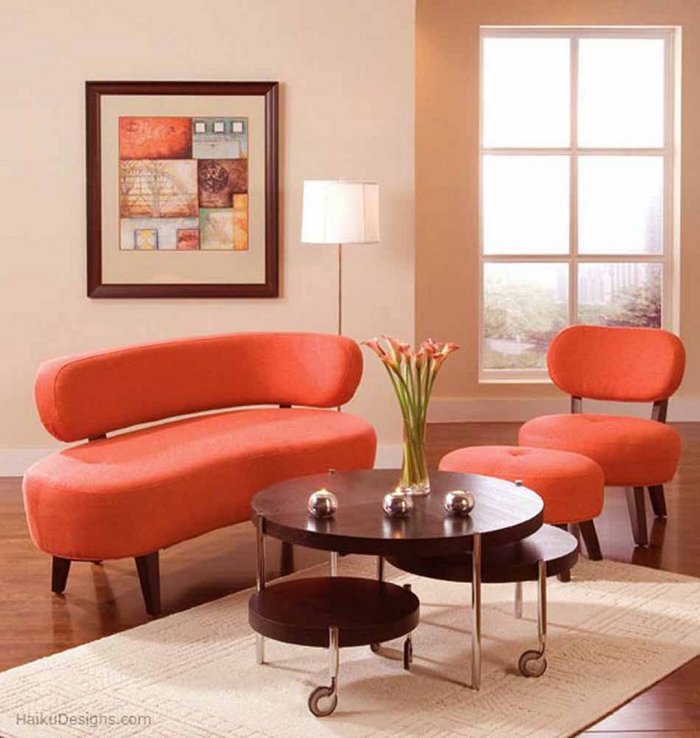 Оранжевая мебель в интерьере