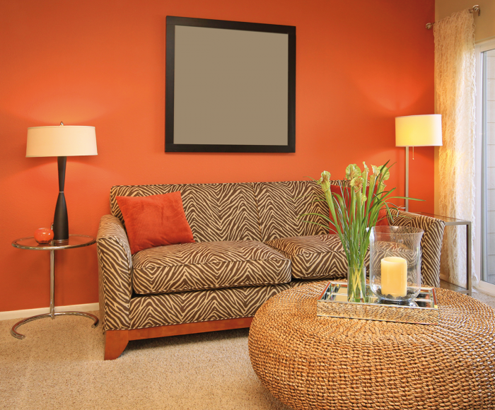 Оранжевый в интерьере сочетания