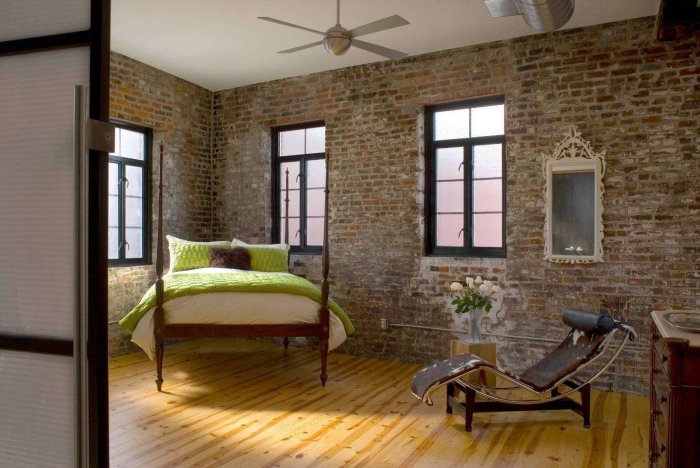 Покрашенный кирпич в интерьере