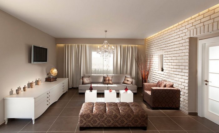 Белый кирпич в интерьере