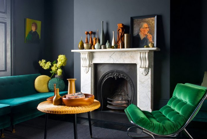 Темные стены в интерьере