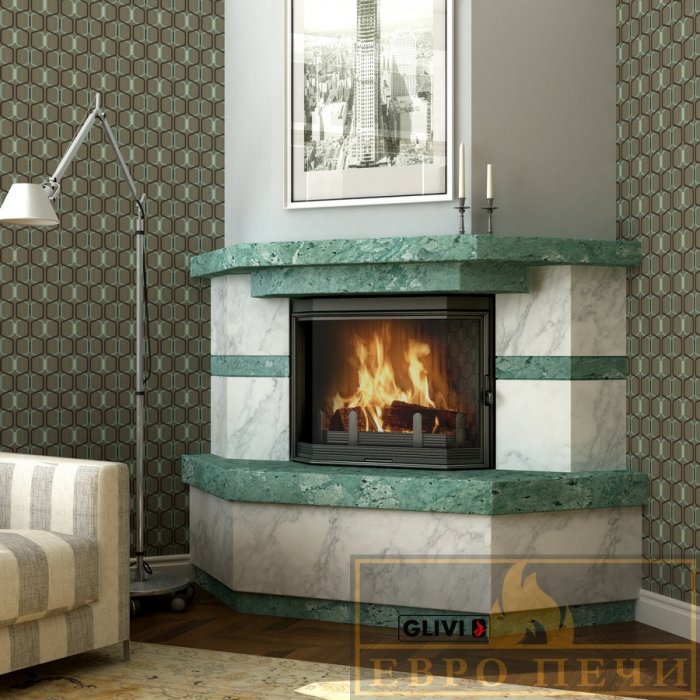 Угловой мраморный камин