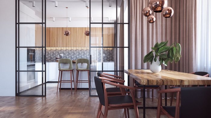 Лофт перегородка на кухне