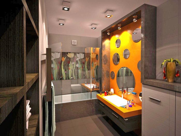 Яркая стильная ванная