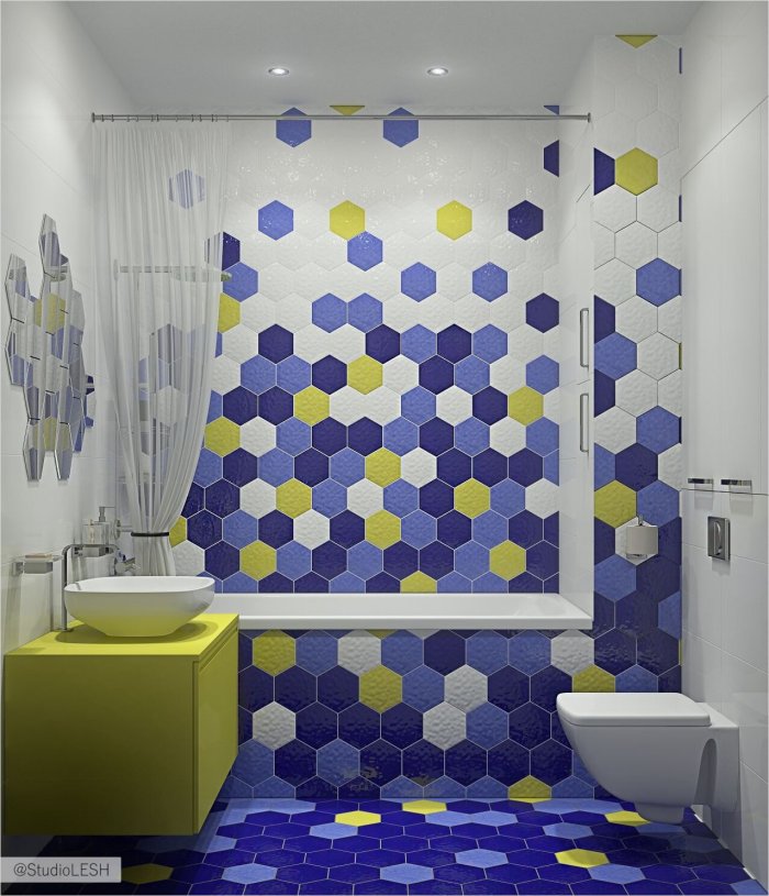 Яркая плитка в ванную