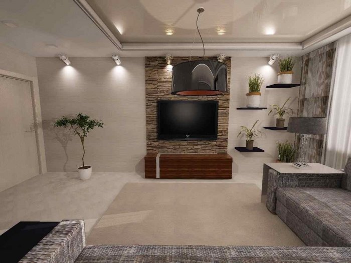 Интерьер гостиной 20 кв.м