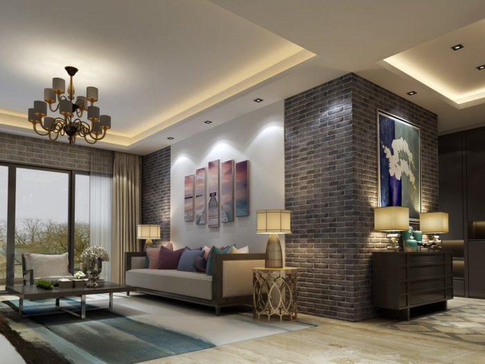 Декоративный камень в гостиной