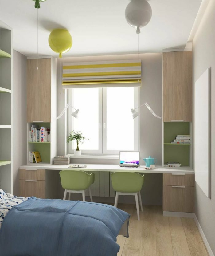 Письменный стол у окна в детской