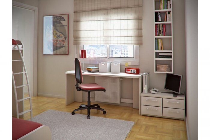 Стол вдоль окна в детской