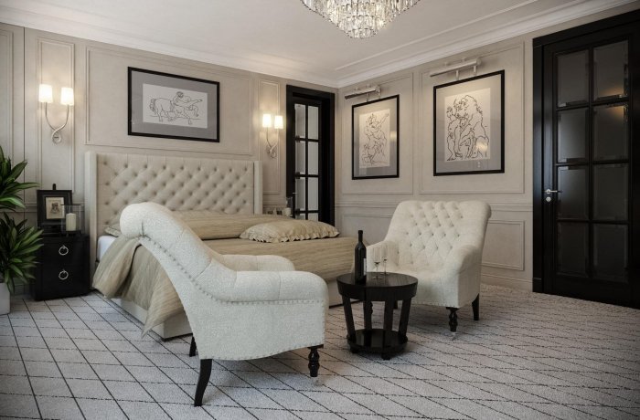 Интерьер спальни в стиле американская классика
