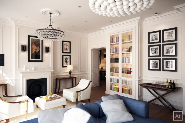 Гостиная в стиле американской классики