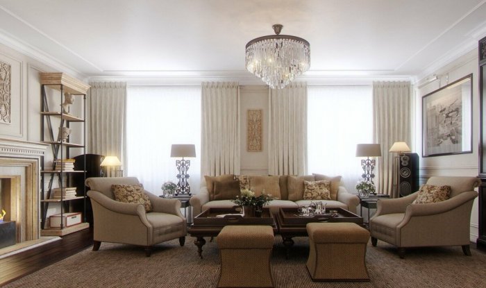 Интерьер гостиной в американском стиле