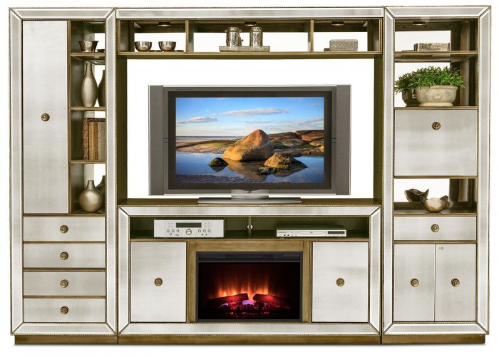 Мебельная стенка с встроенным камином