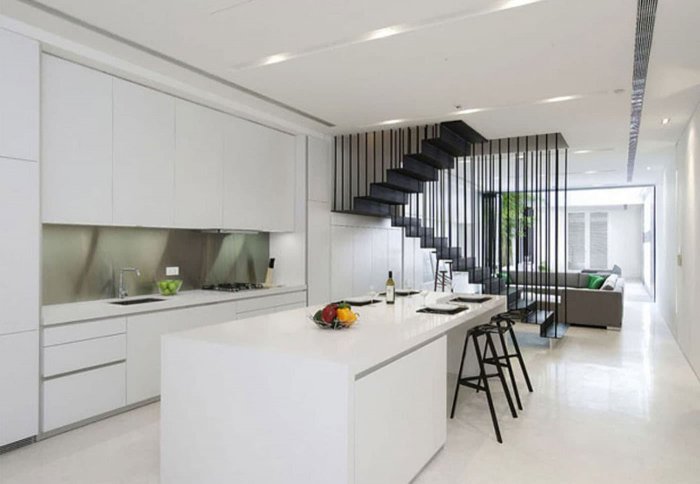 Интерьер кухни в частном доме в стиле Минимализм