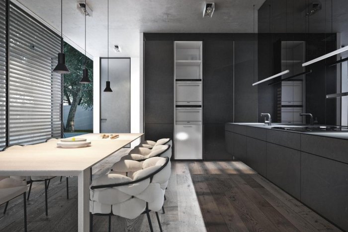 Кухня в доме в стиле Минимализм