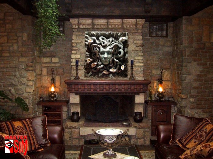 Камин в средневековом замке