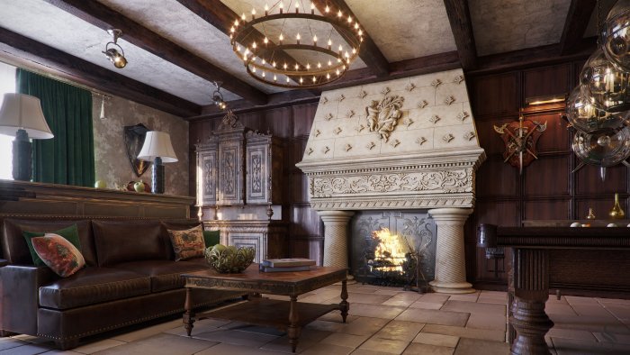 Камин в романском стиле