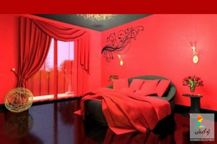 Спальня в черно красных тонах
