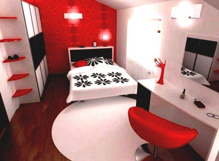 Комната в красно белых тонах
