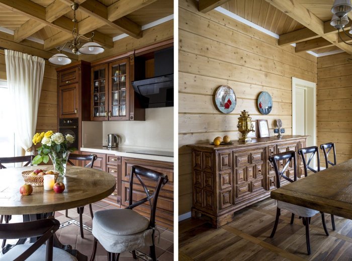 Интерьер в деревянном доме из бруса