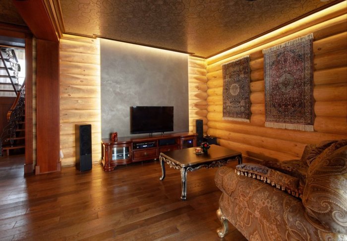 Отделка под сруб внутри комнаты