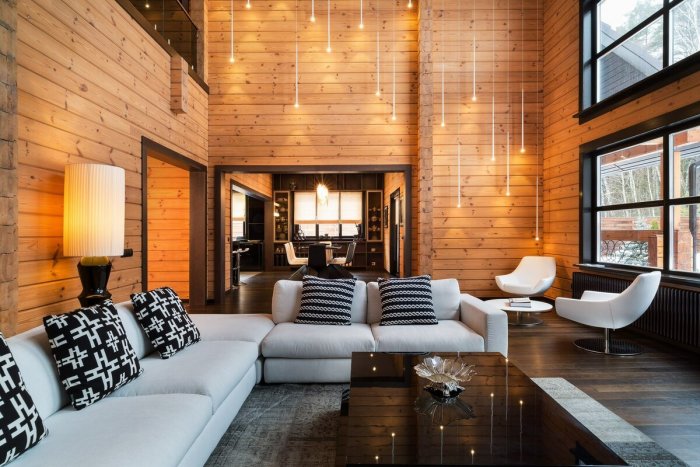 Современный деревянный интерьер