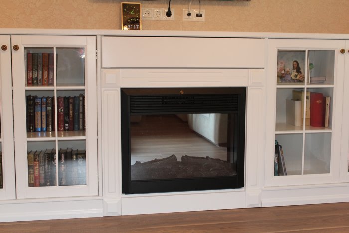 Камин встроенный в мебельную стенку